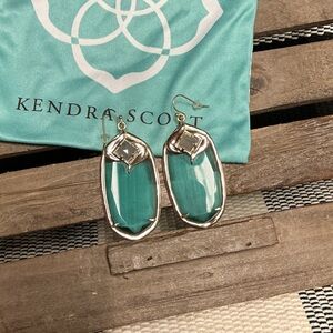 Kendra Scott great shape rare Gabby slate emerald green iridescent stone earring